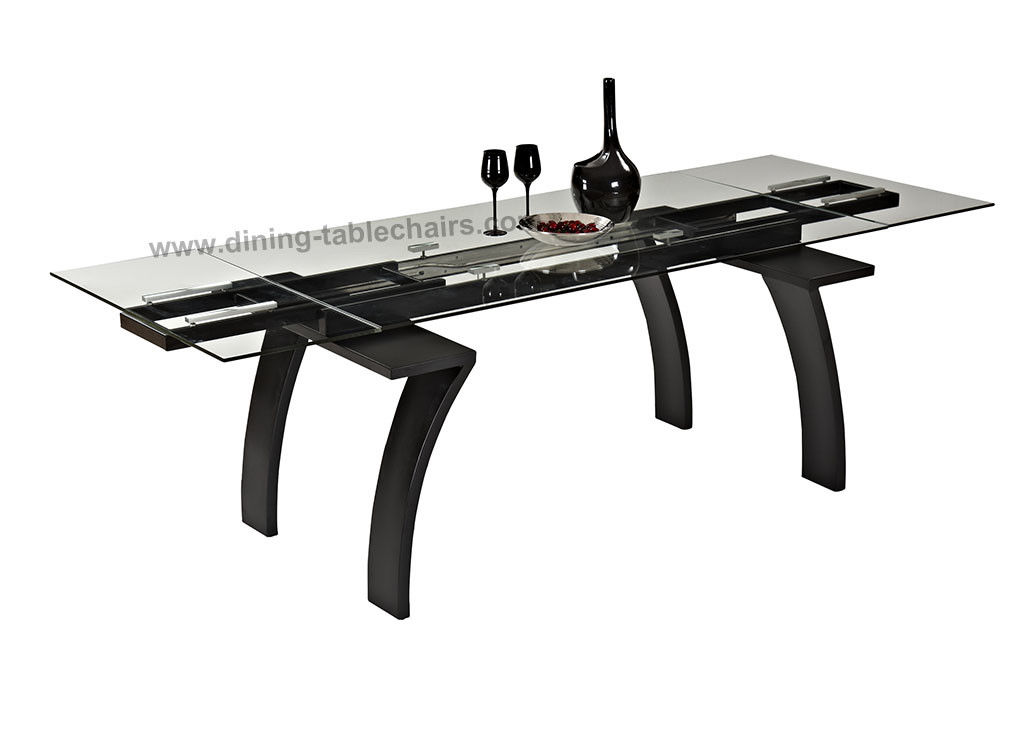 2.4 Meter Rectangle Extension Dining Table , Clear Tempered Glass Dining Table